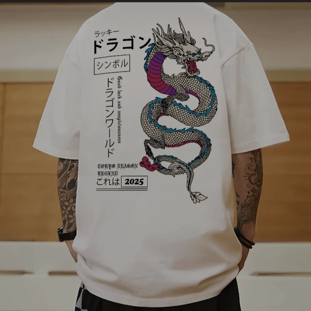 SOLD White TOKYO DRAGON LEGEND    Graphic T-Shirt